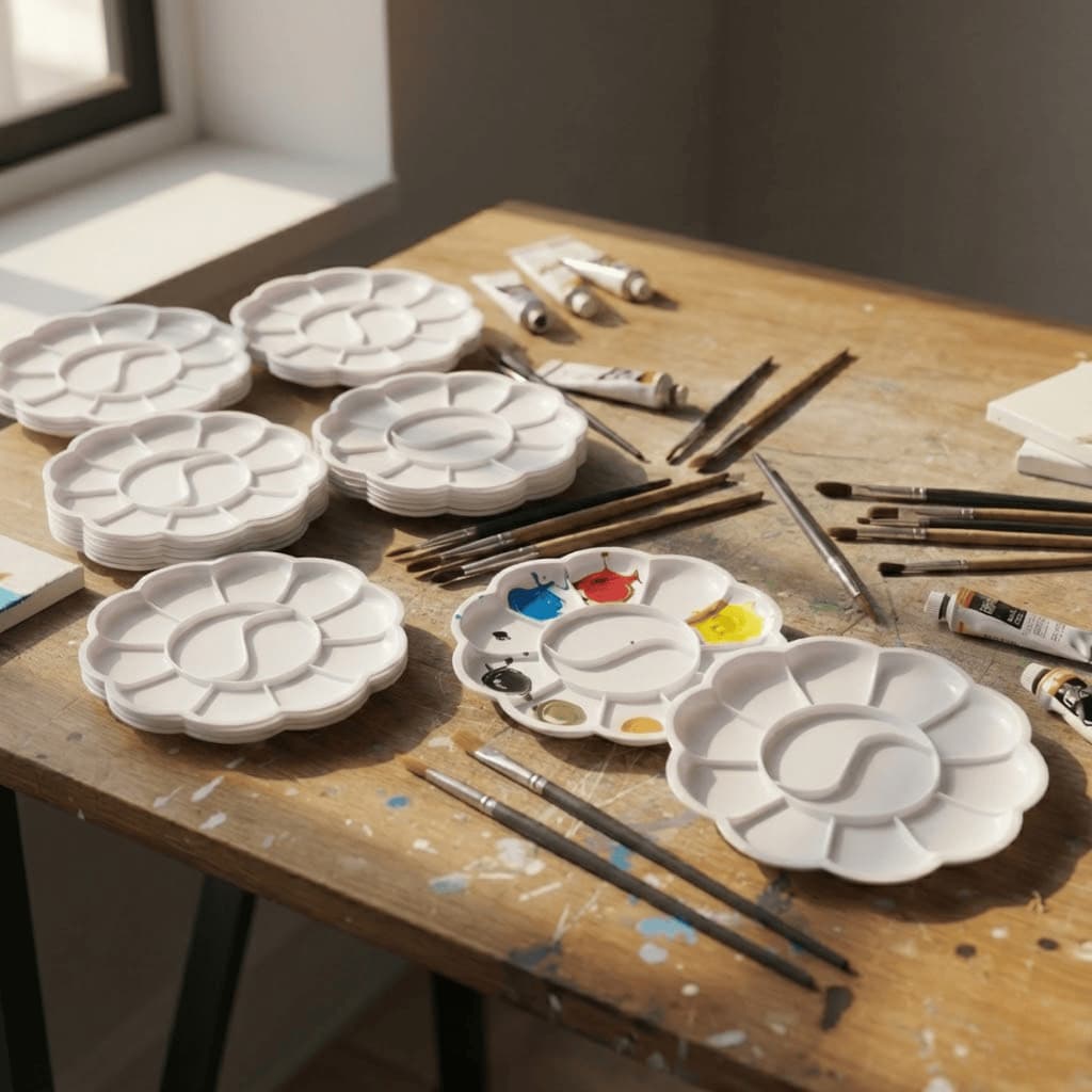 10 Paletas Godê Flor Mistura Tinta Tecido Artesanato 12 Divisórias Lavável Reutilizável Profissional