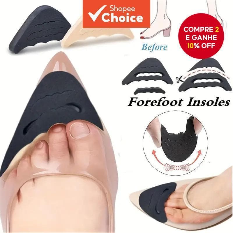 2 Pares De Palmilhas Femininas De Salto Alto | Almofadas Confortáveis Do Antepé Para Alívio Da Dor E Ajuste De Tamanho