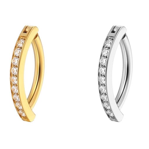 Piercing Argola Compatível Com Umbigo Aço Cirúgico Pvd Clik 1 Fileira Zircônia Piercing de Umbigo Argola