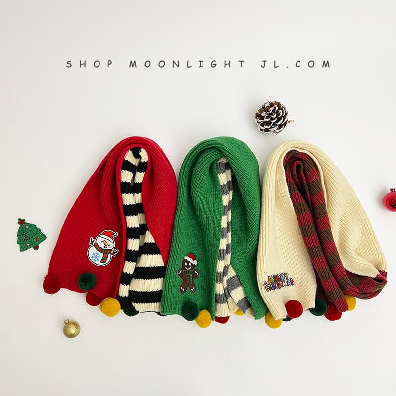 Natal crianças cachecol inverno quente meninos meninas bebê férias dupla costura listras vermelho malha lã cachecol