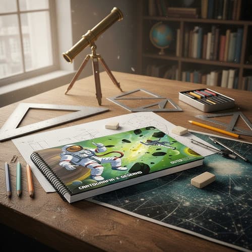 Caderno De Cartografia E  Desenho Com 60 Folhas Verde-claro