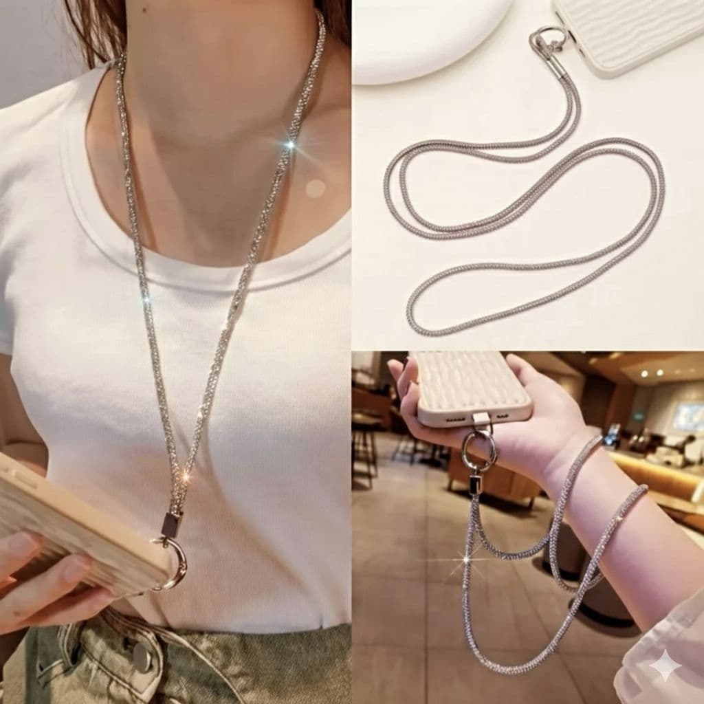Cordão Antiqueda Para Celular Brilhoso Alça para Celular antifurto da Moda