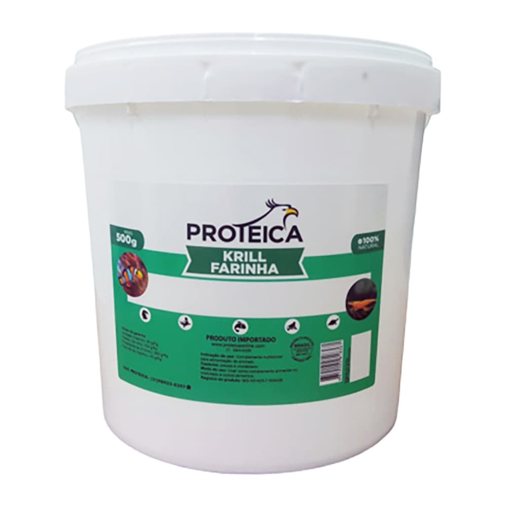 Krill Farinha Desidratada Balde 500g - Fonte Natural de Proteína e Carotenóides para Peixes e Corais