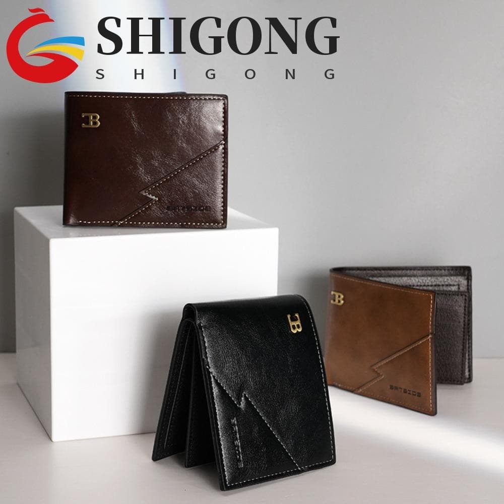 Carteira Ultrafina SHIGONG , Curta Masculina Clássica Antirroubo , Bolso Para Moedas RFID De Couro Pu De Cor Sólida