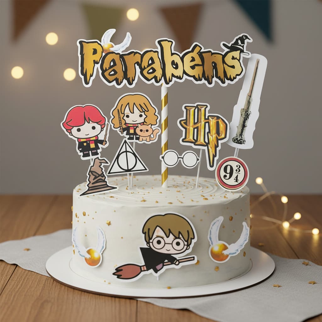 Topper Enfeite Topo De Bolo Harry Potter Aniversário