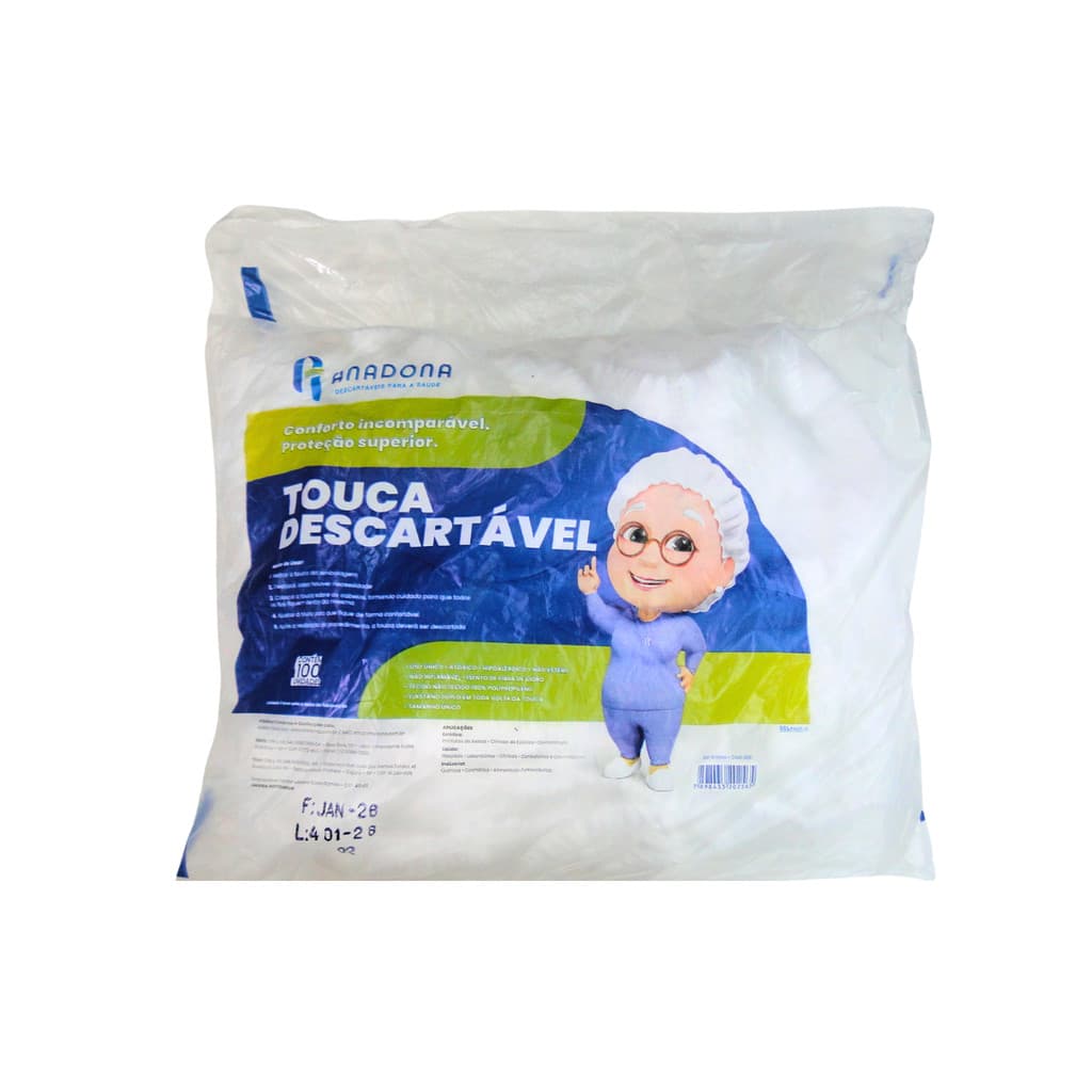 Touca Clipada Descartável com 100 unidades Anadona