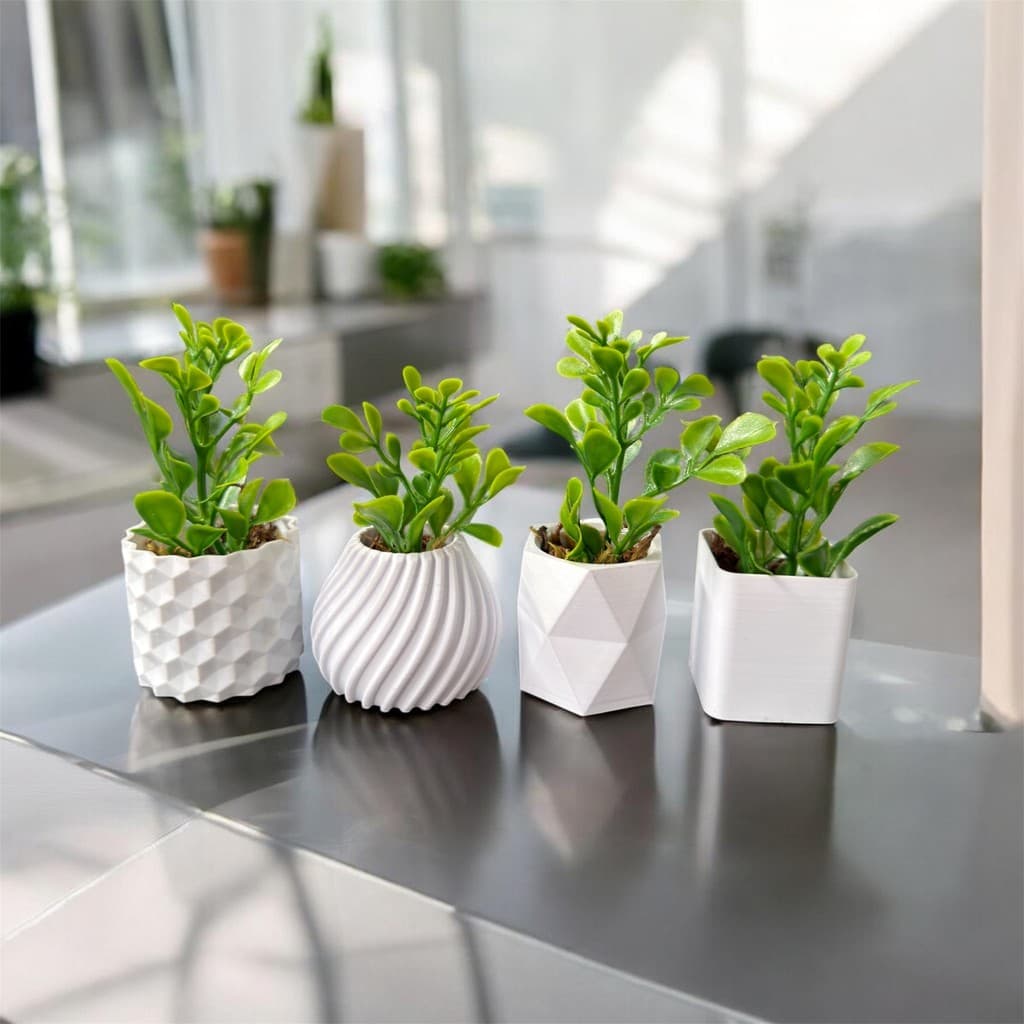 Kit 4 Mini Vasinhos Com Planta Artificiais Decoração De Casas Escritórios