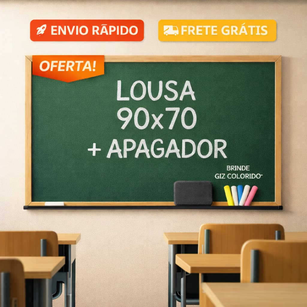 🟢 Lousa 90x70 com Moldura + Apagador 🎁 Giz Colorido de Brinde | Ideal para Escola e Escritório