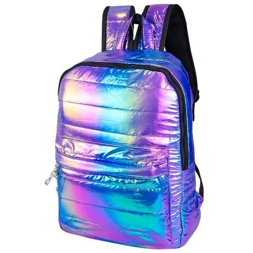 Mochila Holografica Metalizada Refletiva Estilo Unissex Resistente Escolar Trabalho