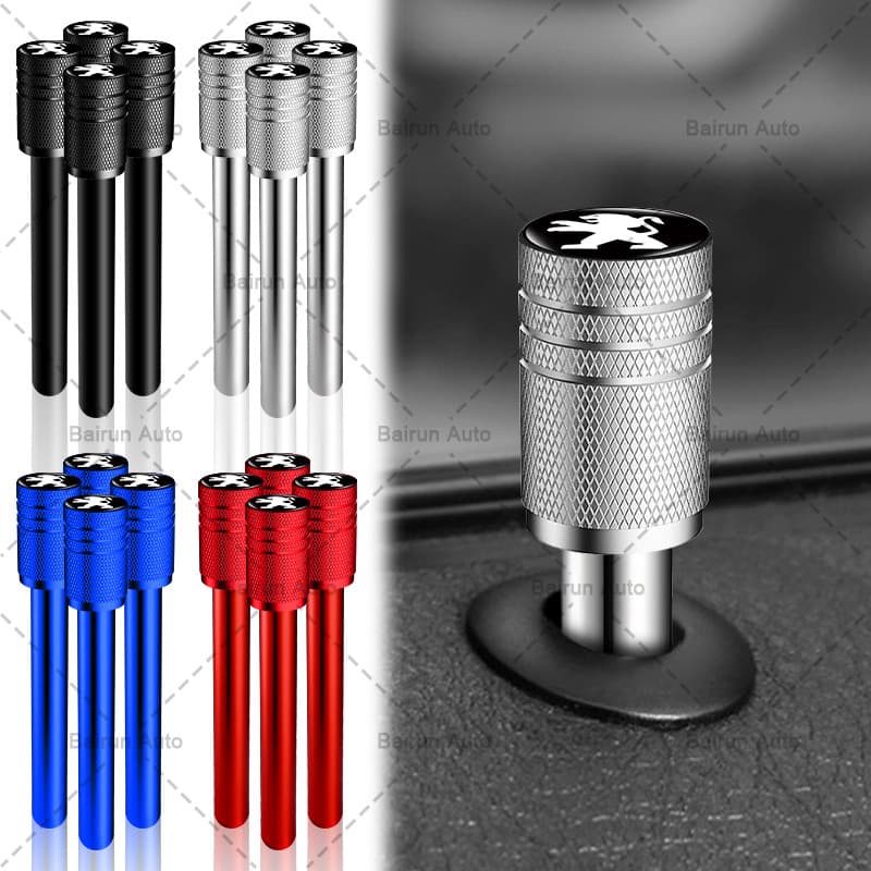 1/4 Pçs De Alumínio Fechadura Da Porta Do Carro Pinos Segurança Maçaneta Para Peugeot 206 207 208 306 307 308 407 408 50