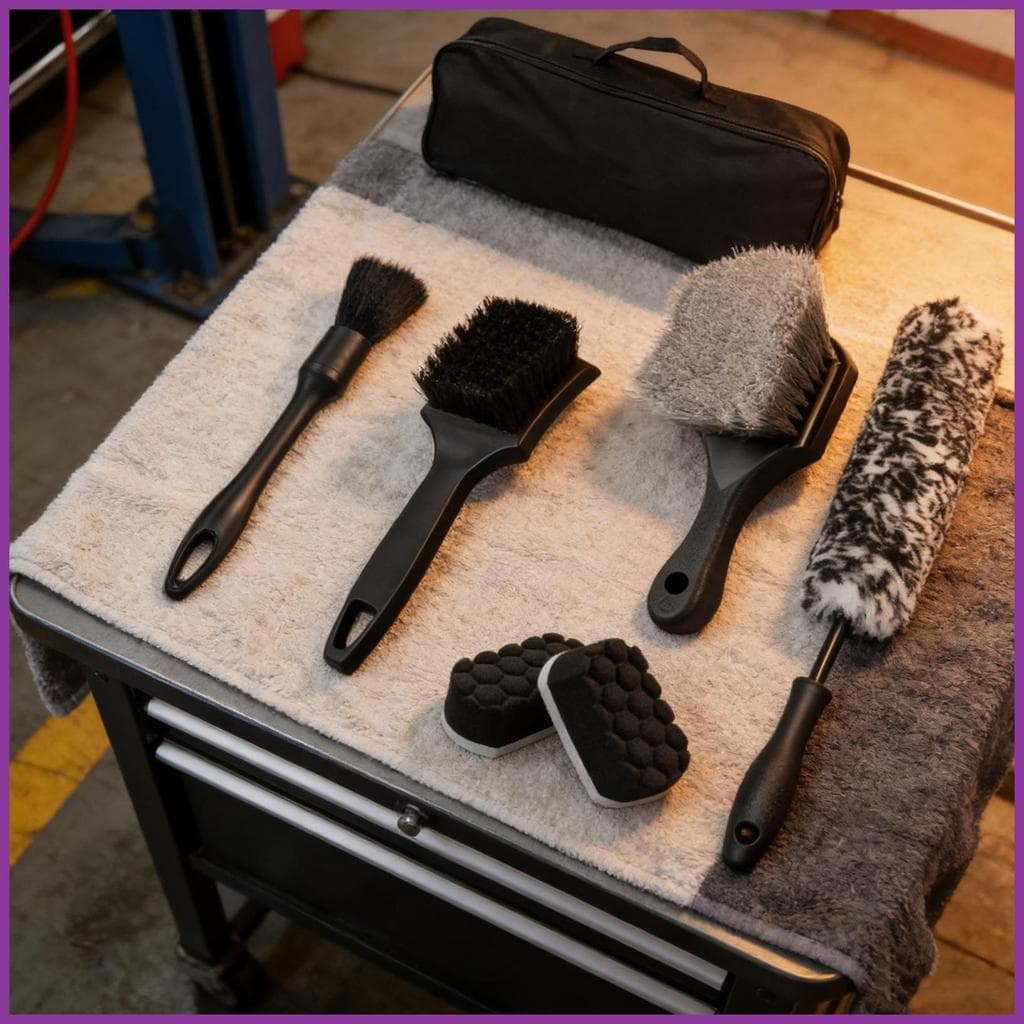 Kit De Escova Para Roda De Carro , Bolsa De Transporte Incluída À Prova De Arranhões , Limpeza De Rodas De Veículo Casa 