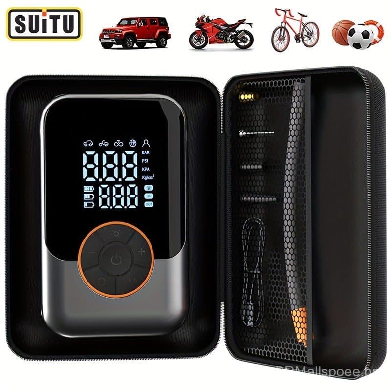 Bomba de Ar Portátil Multifuncional para Carro da Suit, Mini Inflador de Pneus, Compressor de Ar Sem Fio Portátil, Recar