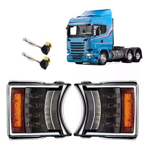 Par Pisca Dianteiro Para Sc@nia S5/s6 Edition V8 + Chicotes