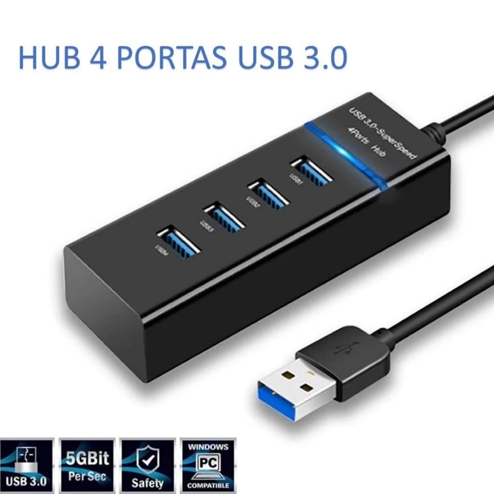 85176254 Usb 3.0 4 Portas Expansor Rápido 5 Gbps Alta Velocidade