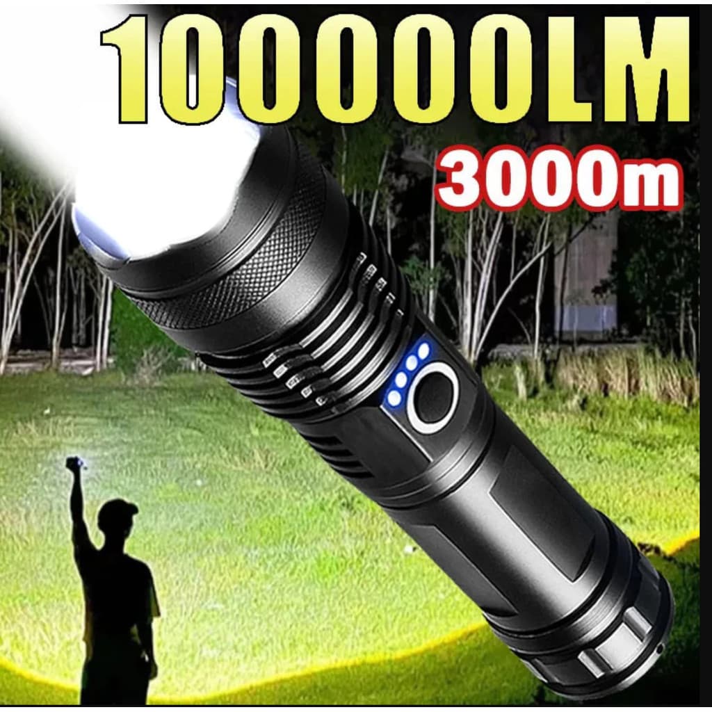 Lanterna Super Potente T9 P50 Tática Mais Forte Do Mundo Potente Sitio Fazenda Acampamento Camping Segurança