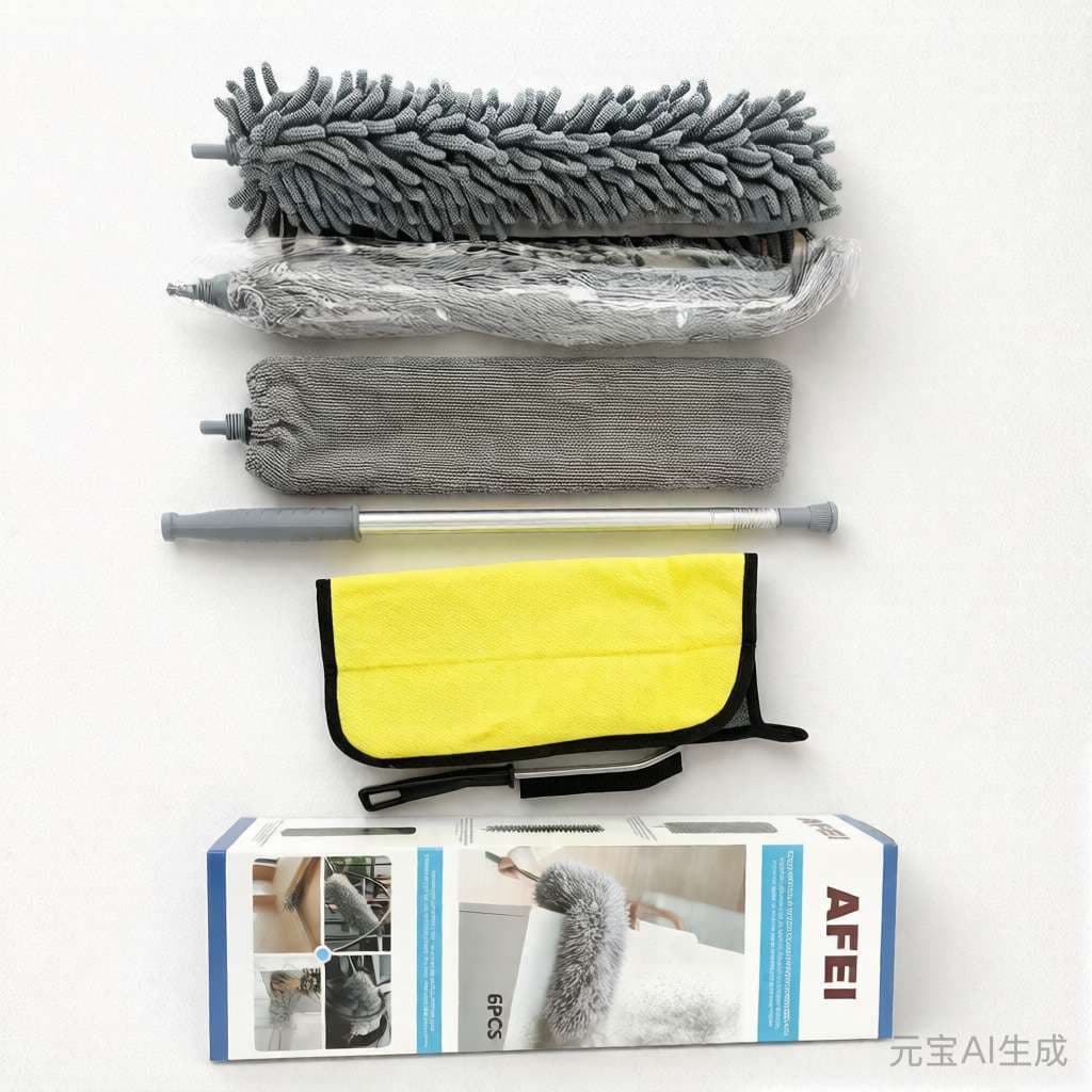 KIT6 Jogo Espanador Pó Extensível  Eletrostático Lavável Limpeza