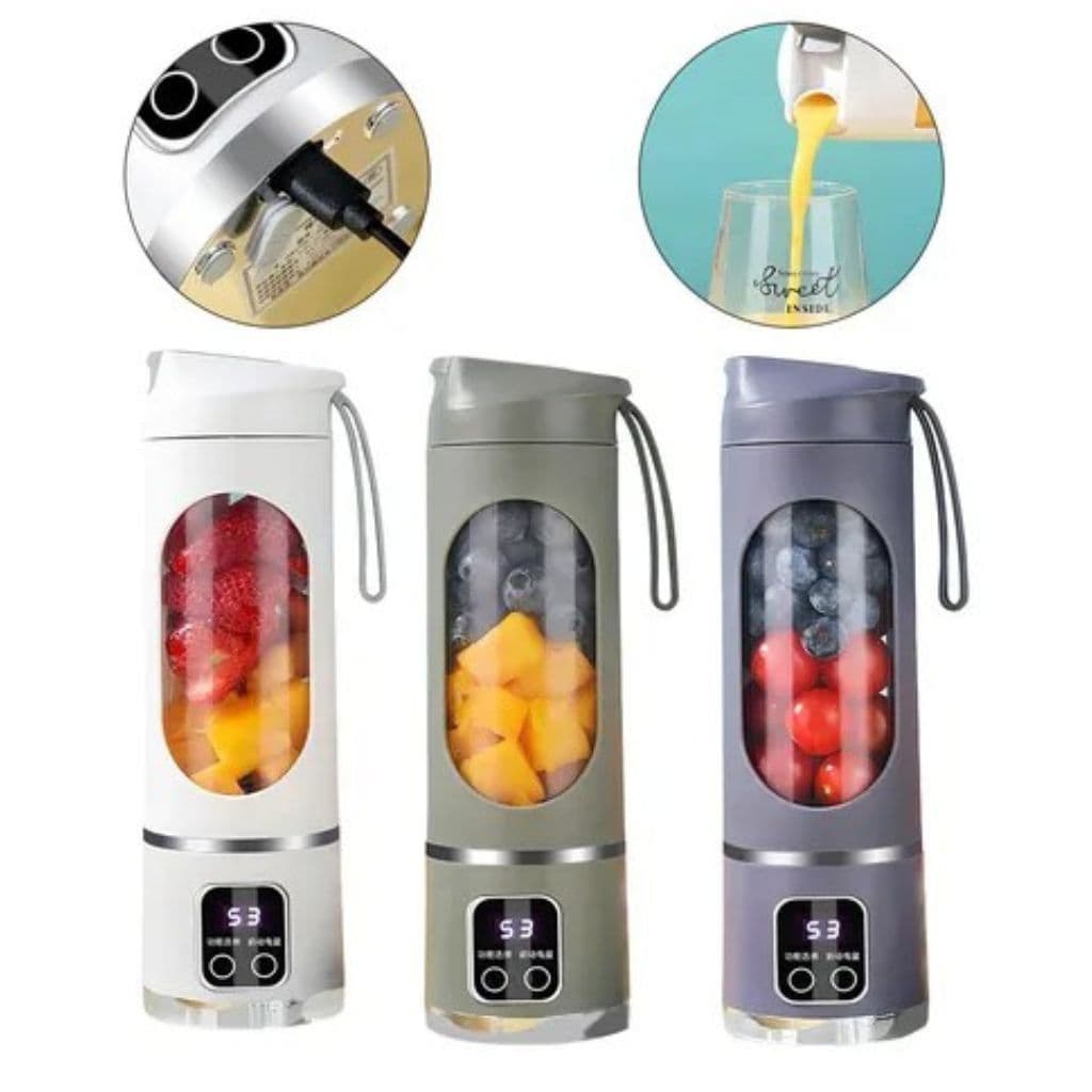 Mini Liquidificador Portátil 450ml com Display Digital – Leve Saúde Para Onde Você For, 8 Laminas