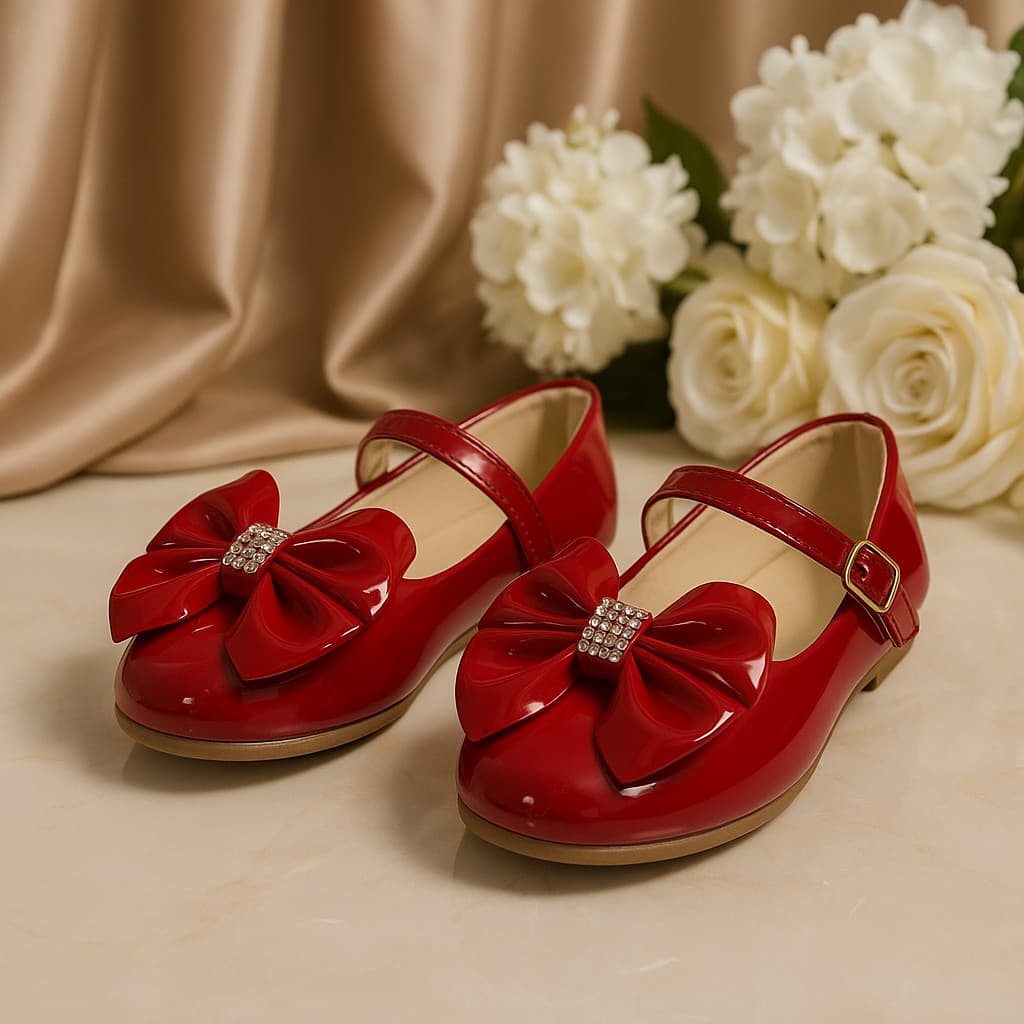 Sapatilha Vermelha Infantil Menina Sapato Boneca Conforto Criança Laço Dama de Honra Batizado Social