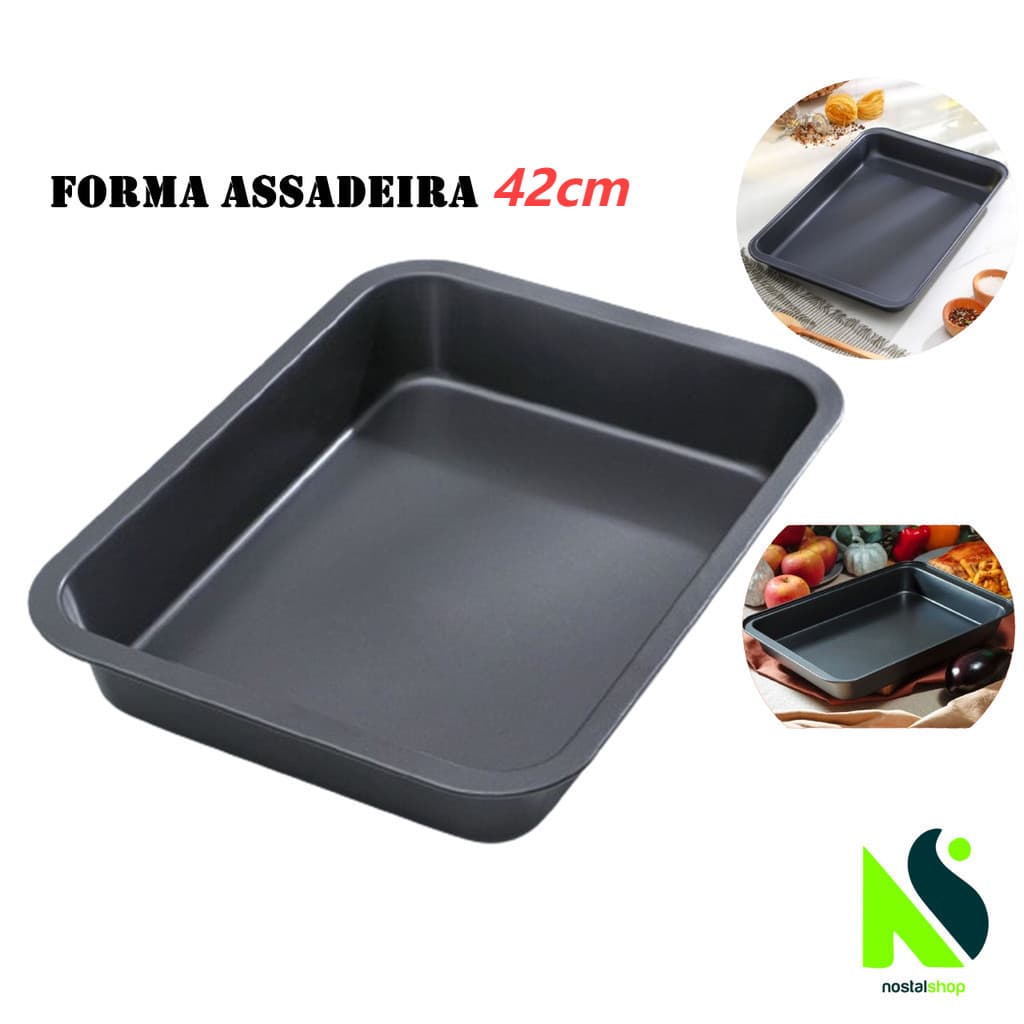 Forma Assadeira Retangular 42x28cm Para Torta Antiaderente Forma Para Pão Cuca Forma Para Bolo