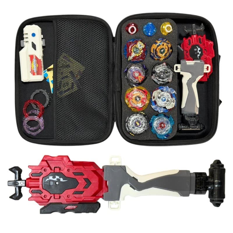 Kit Completo Beyblade Maleta Profissional 8 Beyblades Dupla Rotação