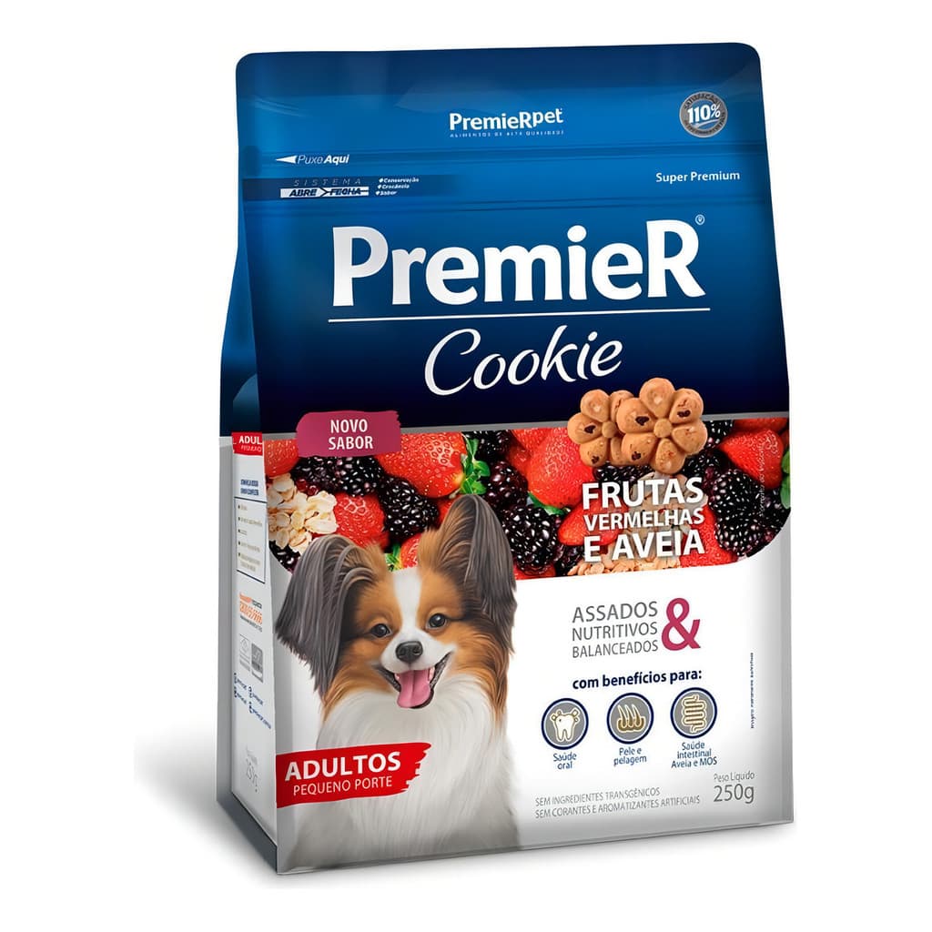 Premier Cookie Cães Ad Frutas Vermelhas E Aveia Porte Pequeno 250gr