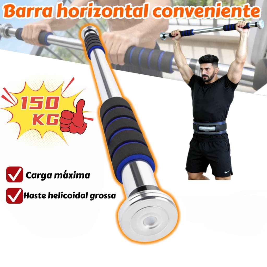 Barra Fixa Flexão Porta Apoio Regulável 64 a 100 Cm