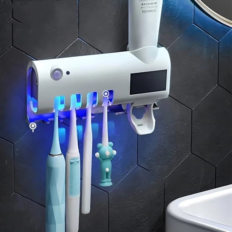 Suporte Escova De Dentes Esterilizador Com Luz UV Antibacteriano Decoracão Banheiro OI-0364