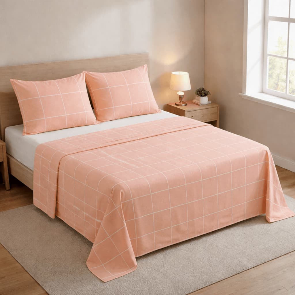 Jogo De Cama Lençol Casal Padrão 4 Peças Percal Algodão Com Fronha Estampado