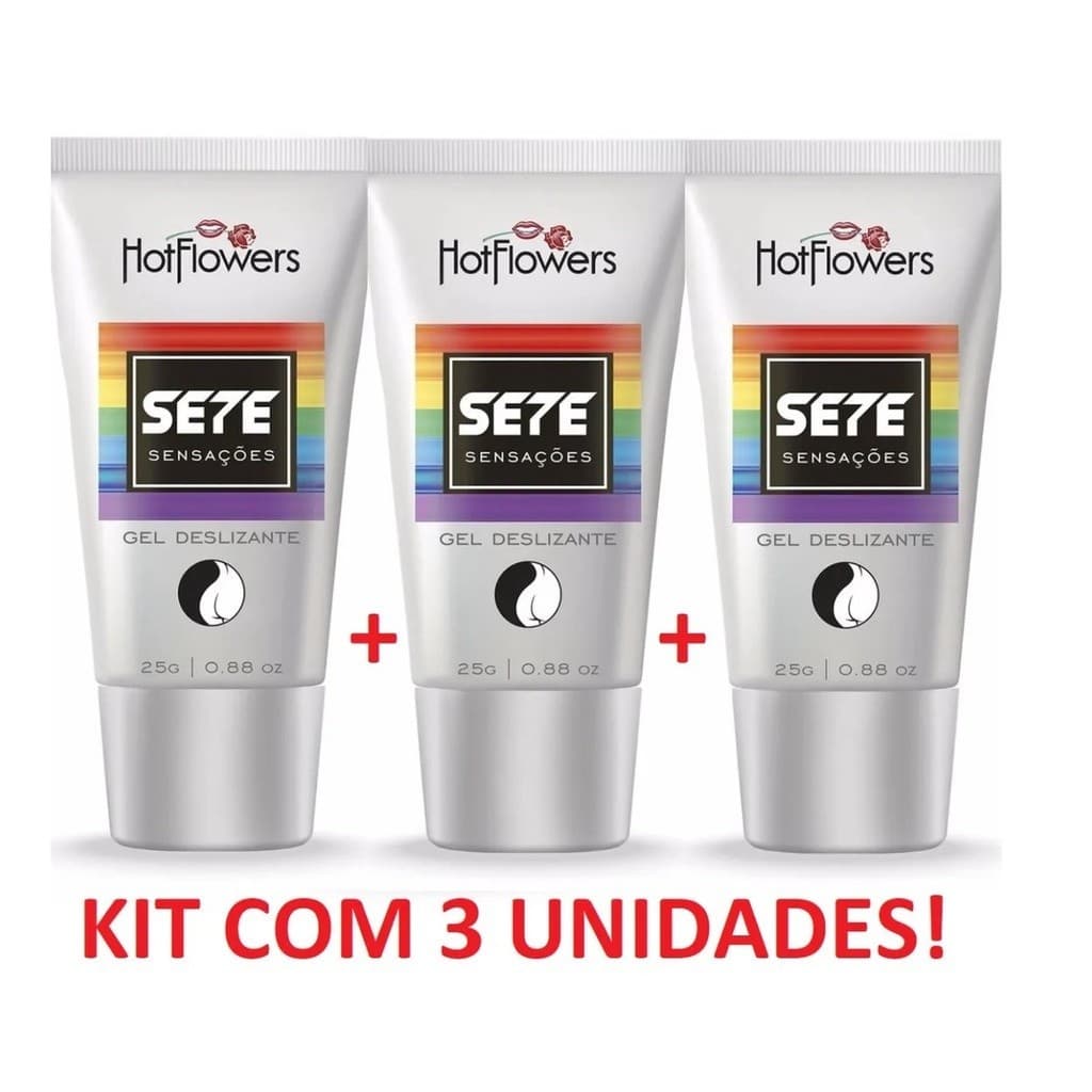 Kit 3 Gel Lubrificante  Sete 7 Sensações Hotflowers