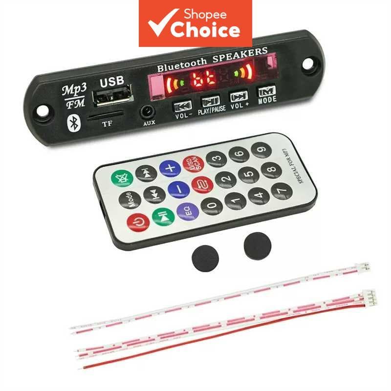  Placa Amplificadora Bluetooth 5.0, Módulo MP3 com Gravação USB/TF/FM, Viva-voz para Projetos de Áudio Automotivo