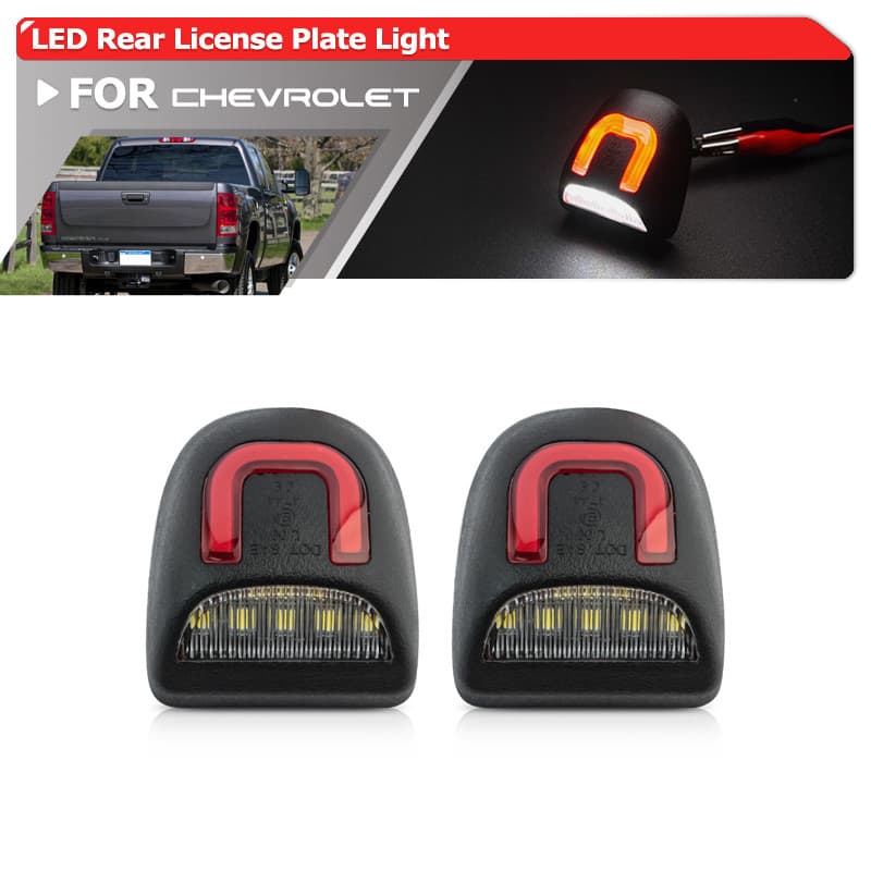 Branco Led Luz Da Placa De Licença Vermelho OLED Tubo Néon Cauda Correndo Lâmpada Para Chevrolet Silverado GMC Sierra Yu