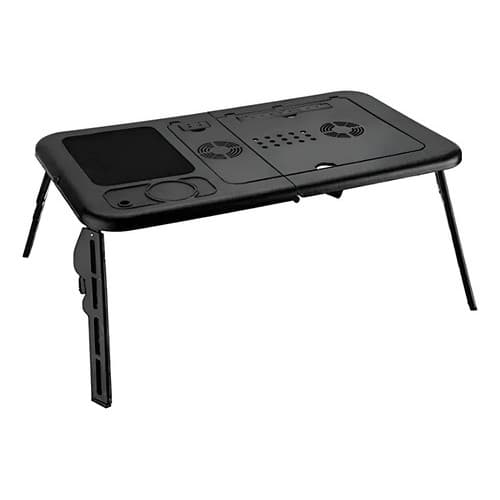 Mesa Suporte para Notebook Portátil Dobrável Com Porta-Copo, Cooler e Mousepad para Sofa, Cama Preto