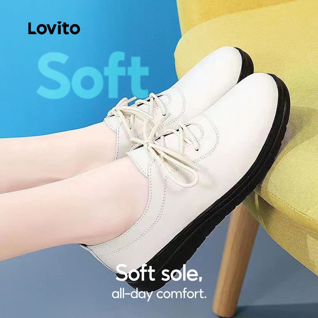 Lovito  Oxfords Femininos Casuais Confortáveis Duráveis Impermeáveis LFAS5060