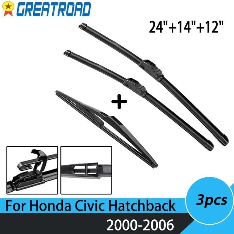 Kit De Conjunto De Lâminas De Limpador Dianteiro E Traseiro Para Honda Civic Hatchback Reino Unido Construído 2000 01 02