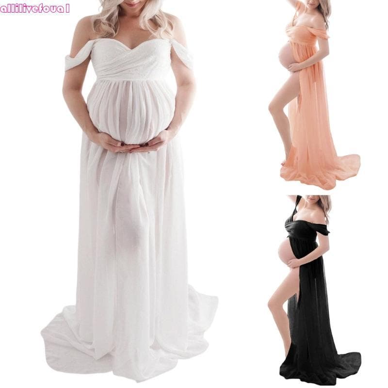 allilivefoua1 Vestido Maternidade Respirável Para Sessão Fotos Fotografia Poliéster Macio