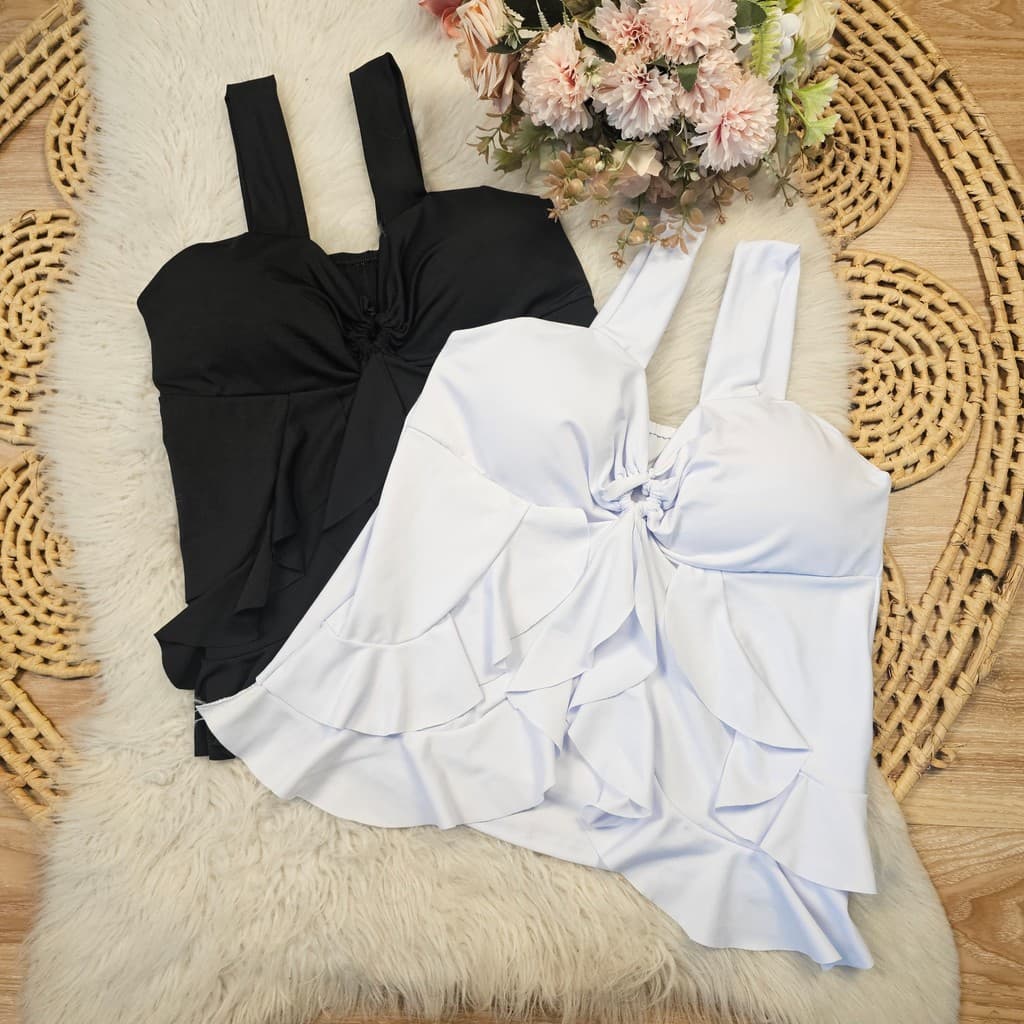 Blusa cropped feminina plus suplex babados GG 46 a 50