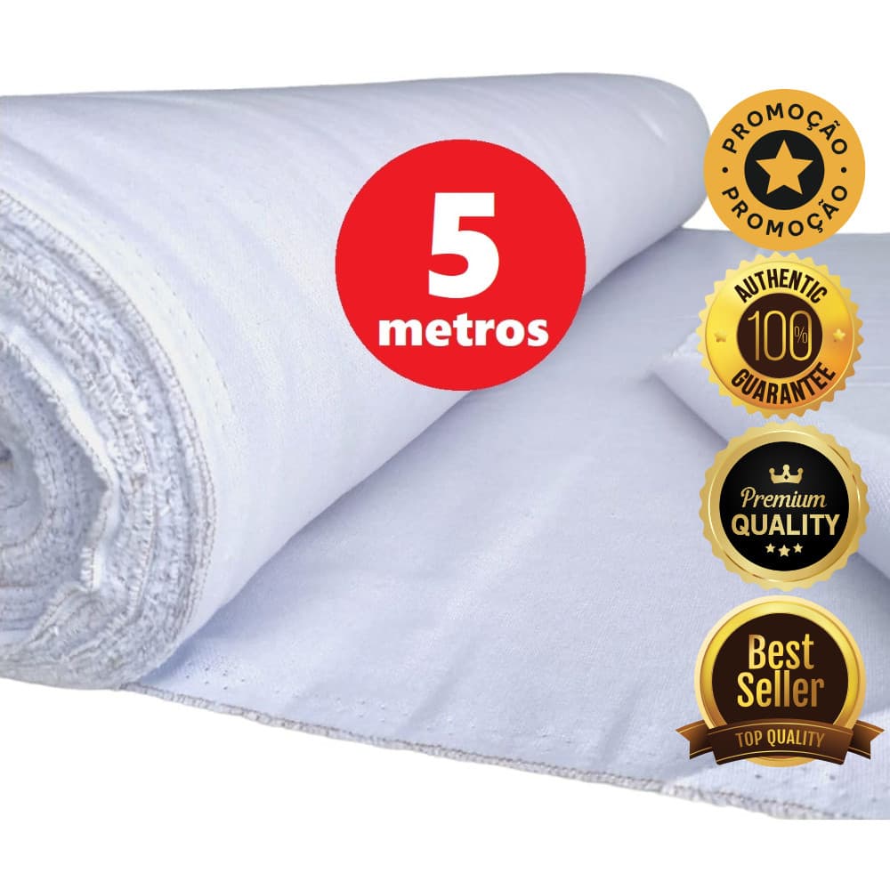 5 Metros Tecido Alvejado 100% Algodão – Pano de Prato Liso Branco Sacaria para Artesanato, Qualidade