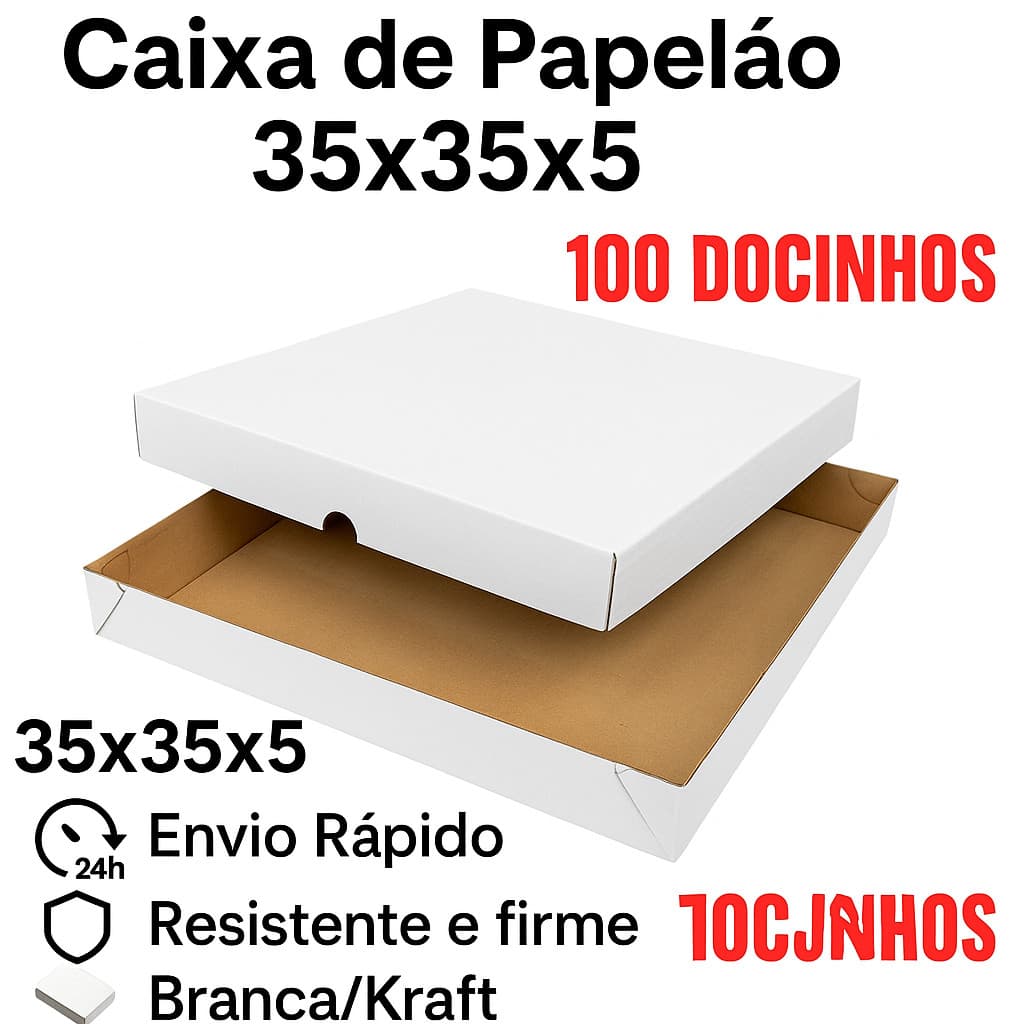 Kit 10 Caixas De Papelão Para Doces - 35x35x6 Com 50 e 100 Doces e Salgados