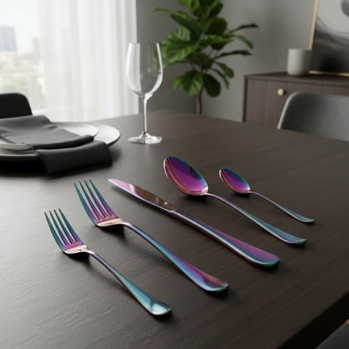 Jogo De Talheres 30 Peças Arco-íris Em Aço Inoxidável Arco-íris