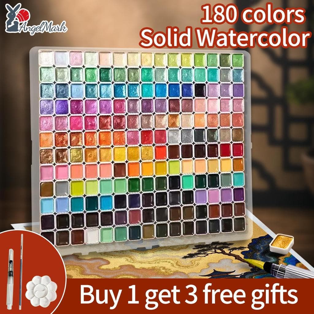 Conjunto Perolado De Pigmento Sólido Angel Mark 180 Cores Para Desenho De Pintura Artística