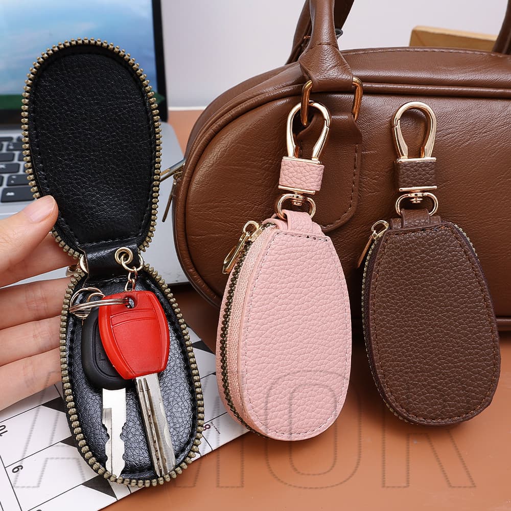 Bolsa-Porta-Chaves Moedas Com Zíper-Capa Protetora , Organizador De Bolsas Para Carro , De Bolso-Couro PU , Portátil , I