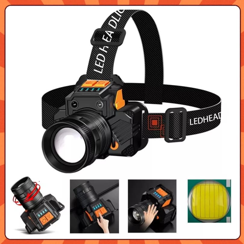 Cabeca Professional Lantern Led Prova Dágua Farol Potente Forte Recarregável Para Camping