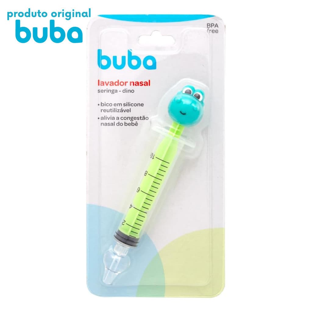 Buba Lavador Nasal com Seringa Dino Verde - Ideal para a higiene nasal e alívio da congestão nasal