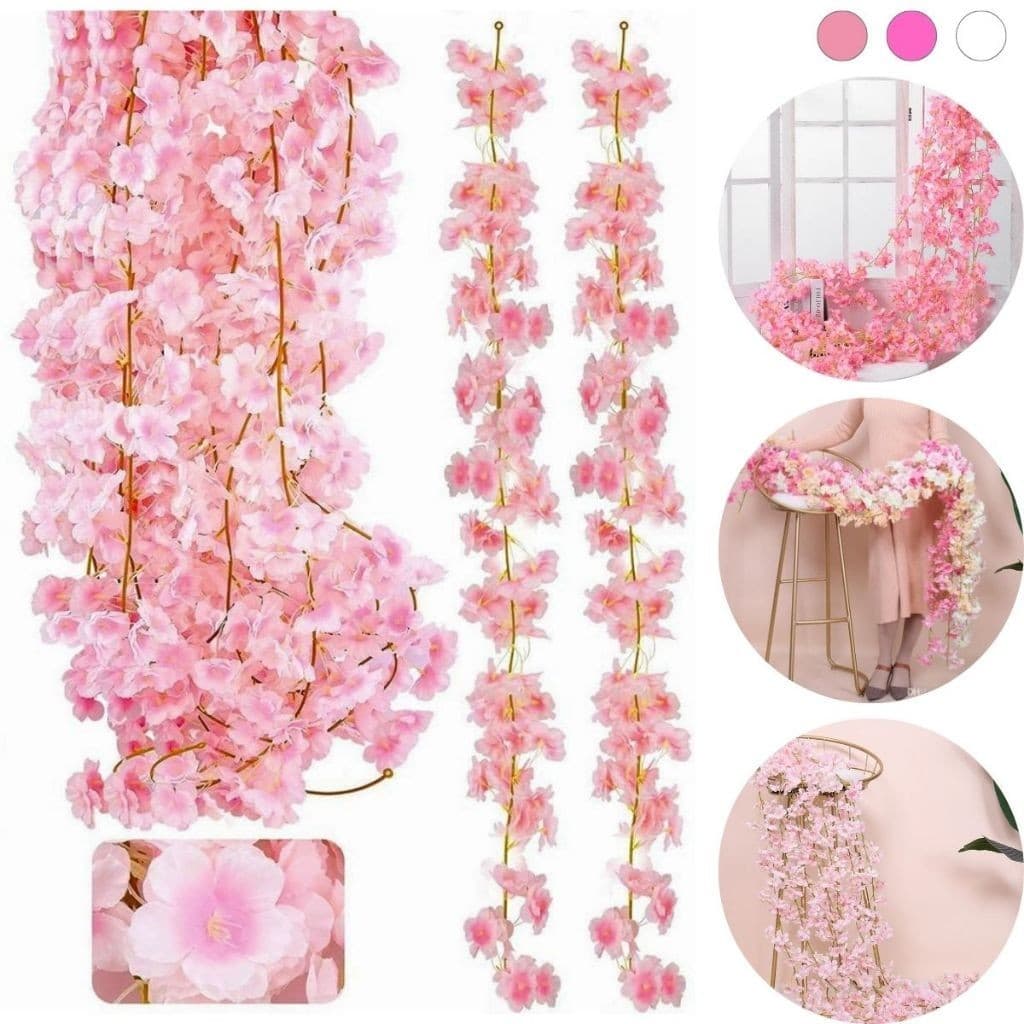 Corrente De Cerejeira Artificial 180cm Flores Para Decoração Decorativa Flor Artificial Trepadeira