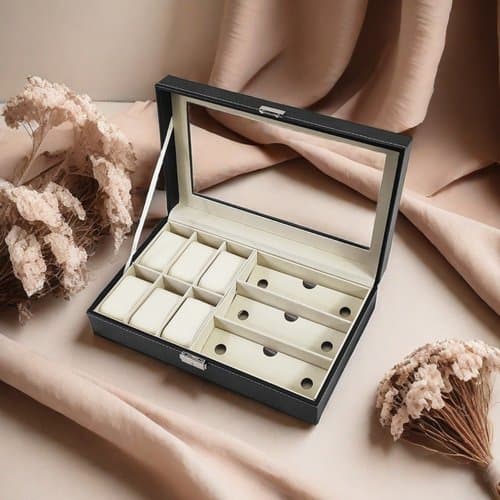Caixa Organizadora Expositora Relogios Joias Alta Qualidade Luxo Protecao Elegancia