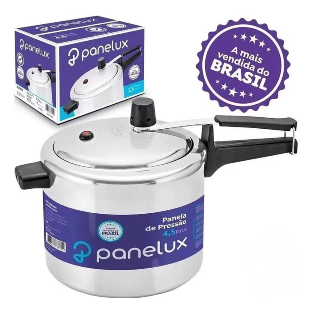 Panela de Pressão 4,5L Alumínio Polido Panelux Original Válvula de Segurança Resistente