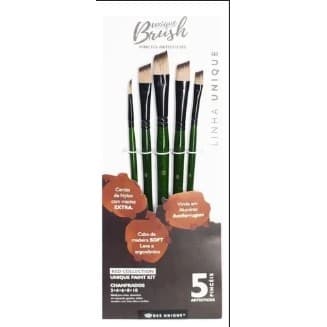 Kit Pincéis Artísticos Chanfrados Red Collection - 5 Unidades - Unique Brush