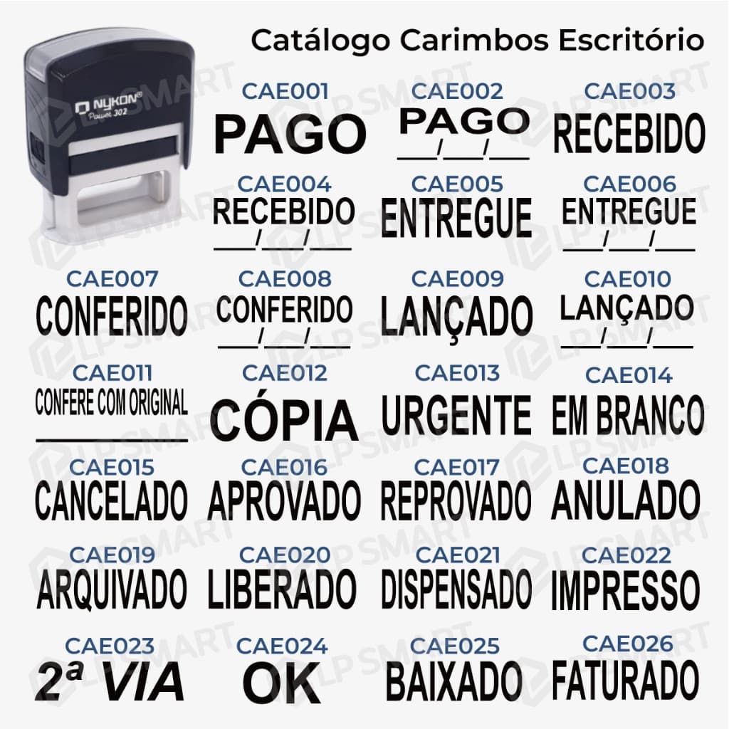 Carimbo Nykon 302 Profissional – Pago, Recebido, Conferido e com Data | Agilidade Total no Escritório