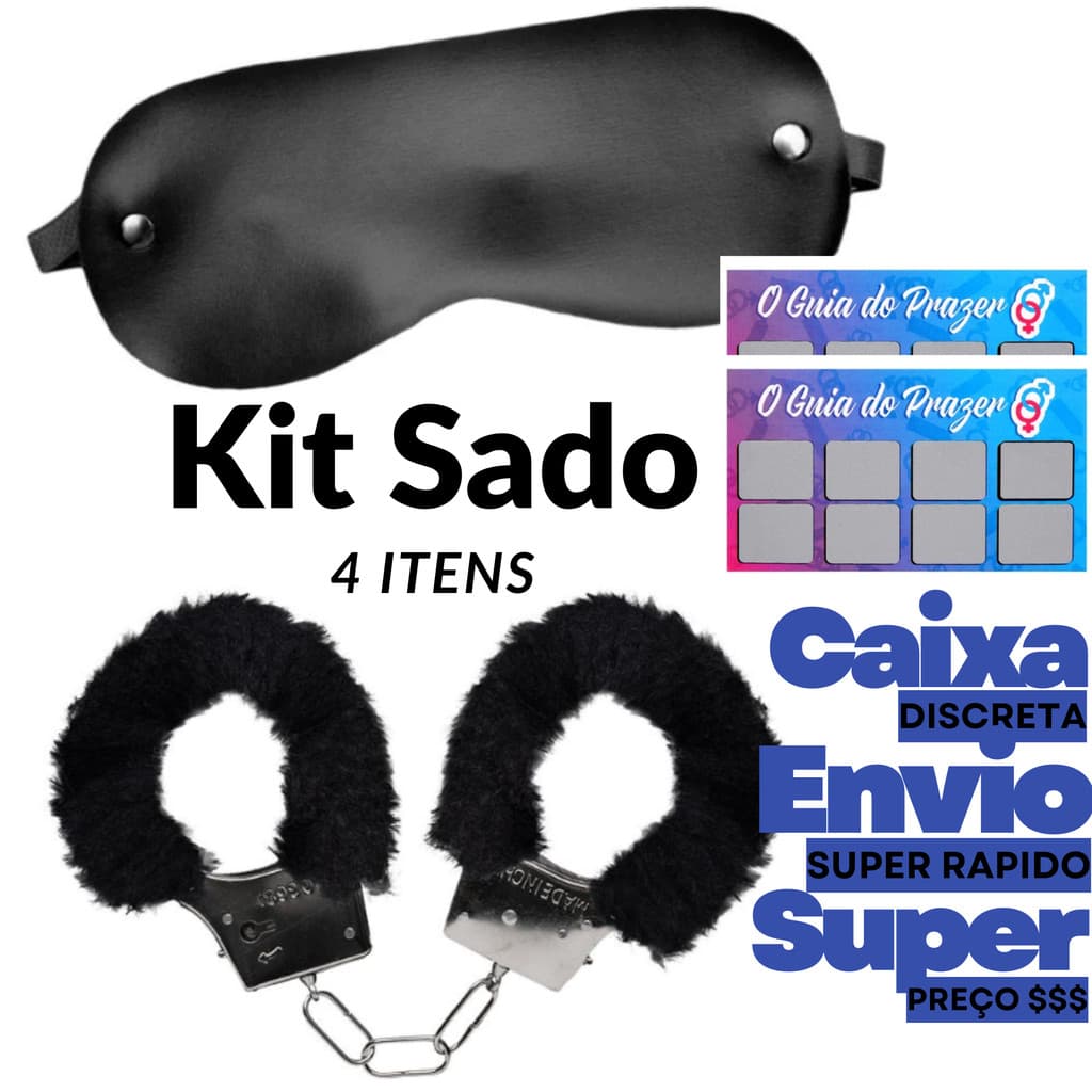 Kit Algemas e Venda Preta BDSM | Tapa Olhos + Algemas Sensuais para Casal