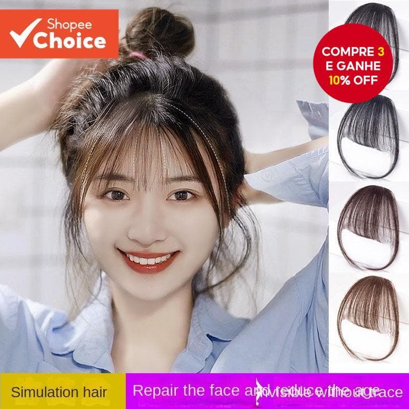Franja Peruca Invisível Testa Natural Olhar Feminino